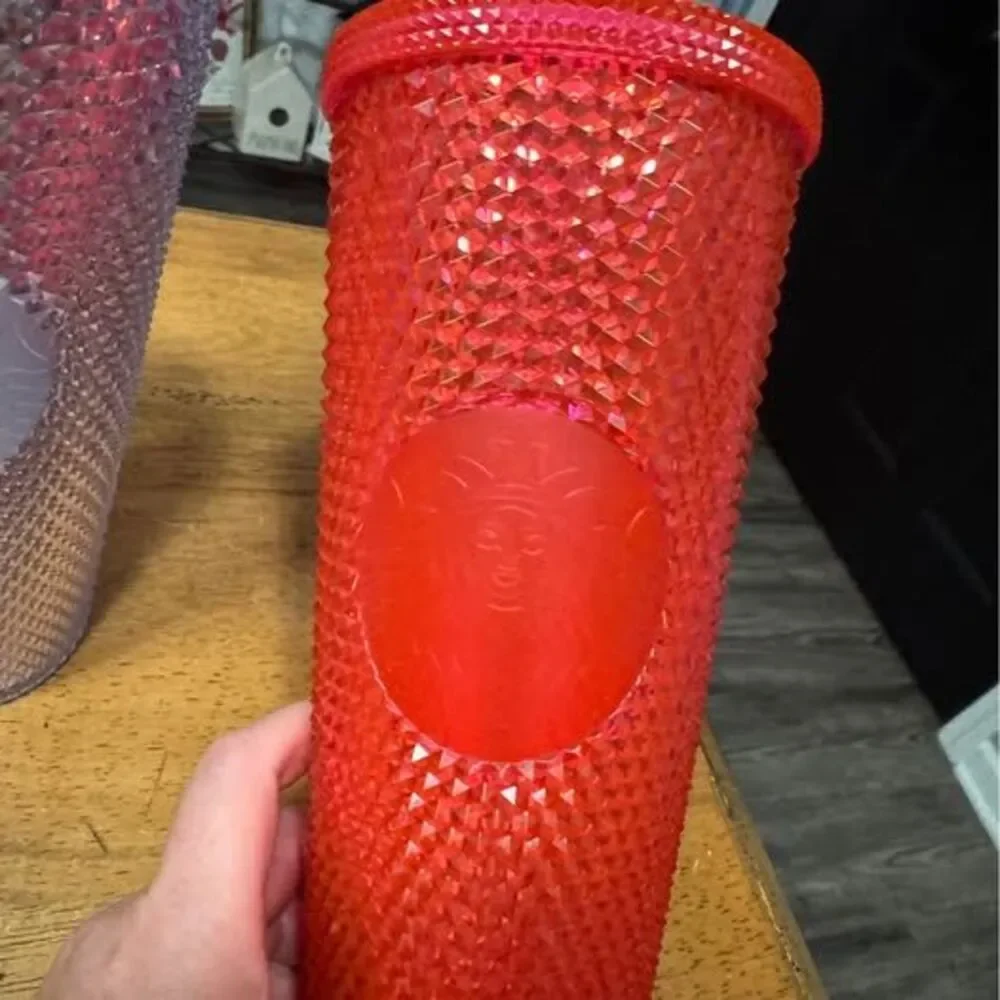 Starbucks Studded Cold Cup Tumbler red and clear/silver -Set of 2